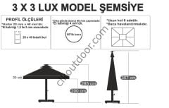 CLK 3x3 Metre Saçaklı LUX Model Krank Sistem Teleskopik Şemsiye Q90 Profil Benetton Yeşil - Metal Hareketli Ayak 4 Mermerli (80x80cm 160 kg)