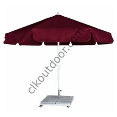 CLK 3,5 Metre Yuvarlak Mega Q60 Şemsiye Bahçe Cafe Havuz Otel Restorant Şemsiyeleri Açık Gri - Flanş