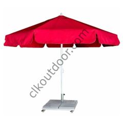 CLK 3,5 Metre Yuvarlak Mega Q60 Şemsiye Bahçe Cafe Havuz Otel Restorant Şemsiyeleri Siyah - Metal Hareketli Ayak 4 Mermerli (70x70cm 120 kg)