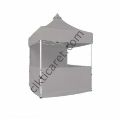 CLK 2,5x2,5 52mm Kalın Alüminyum Katlanabilir Tente Gazebo Çadır 1 Tam Duvar 3 Yarım Duvar Açık Gri
