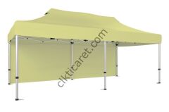 CLK 4x8 mt 52 mm KALIN ALÜMİNYUM PROFİL 1 KENAR KAPALI GAZEBO KATLANIR ÇADIR Krem