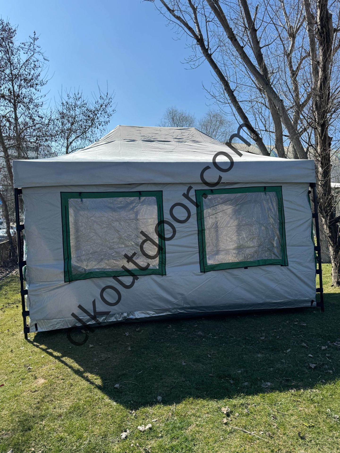 CLK 3x4,5 mt 30 mm İskelet Gazebo Portatif Kamp ve Karavan Çadırı Katlanabilir Tente Gri Siyah