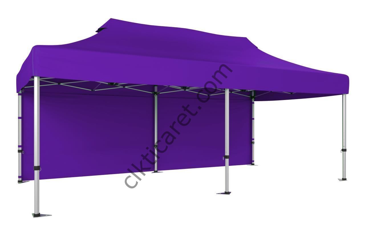 CLK 4x8 mt 52 mm KALIN ALÜMİNYUM PROFİL 1 KENAR KAPALI GAZEBO KATLANIR ÇADIR Mor