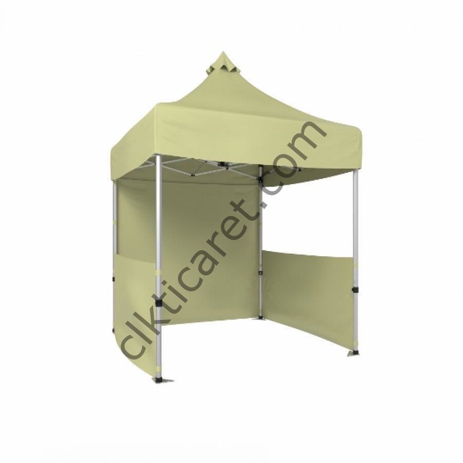 CLK 2,5x2,5 52mm Kalın Alüminyum Katlanabilir Tente Gazebo Çadır 1 Tam 2 Yarım Duvar Krem