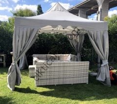 CLK 3x3 30 mm Garden Katlanabilir Tente Bahçe Çadır Açık Gri Çardak Bungalow Serisi