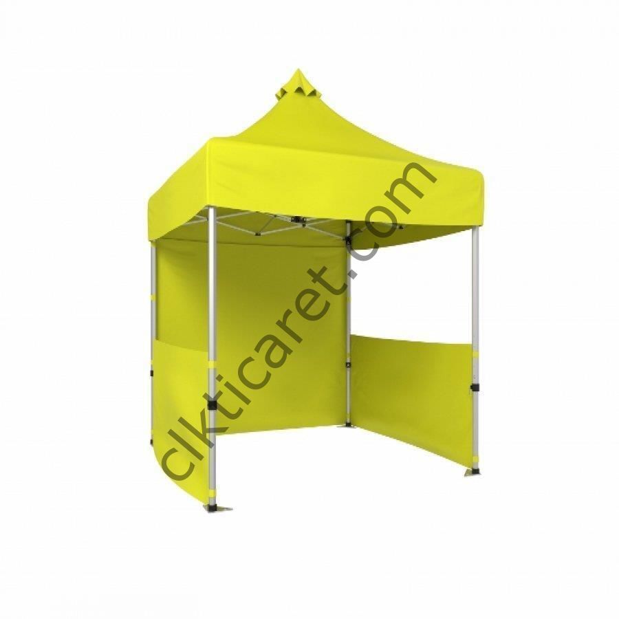 CLK 2,5x2,5 52mm Kalın Alüminyum Katlanabilir Tente Gazebo Çadır 1 Tam 2 Yarım Duvar Sarı