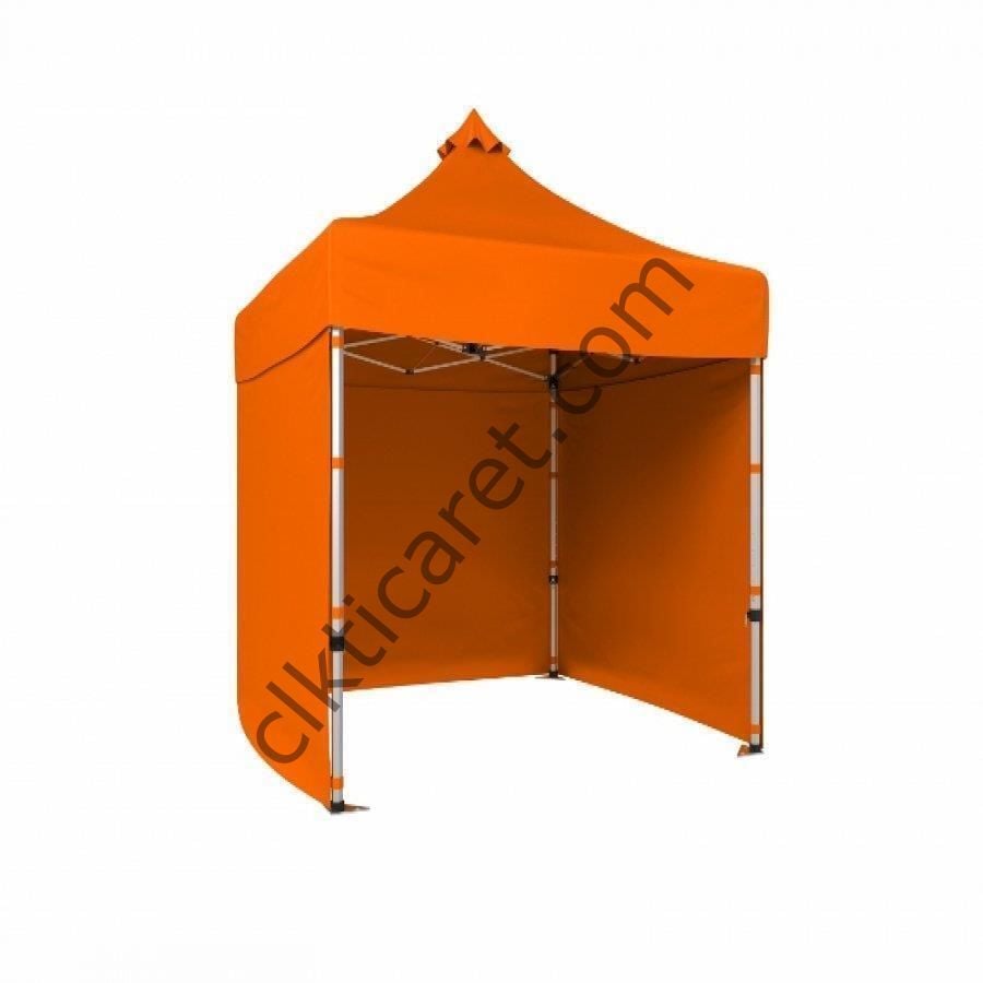 CLK 2,5x2,5 52mm Kalın Alüminyum Katlanabilir Tente Gazebo Çadır 3 Kenar Kapalı Turuncu