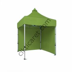 CLK 2,5x2,5 52mm Kalın Alüminyum Katlanabilir Tente Gazebo Çadır 2 Kenar Kapalı Haki Askeri Yeşil