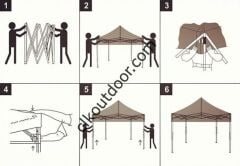 CLK 3x3 Metre Kısa Bagaj Boy 115 cm Katlanabilir Gazebo Çadır 2 Yan Perdeli
