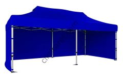 CLK 3x6 Katlanabilir Tente Gazebo Portatif Çadır 30 mm 3 Yan Kapalı Saks Mavi