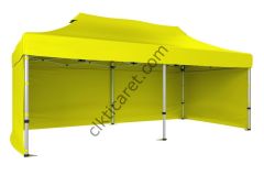 CLK 3x6 Katlanabilir Tente Gazebo Portatif Çadır 30 mm 3 Yan Kapalı Sarı