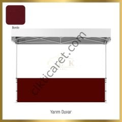 CLK 3x6 Katlanabilir Tente Gazebo Portatif Çadır 30 mm 1 Tam Duvar 3 Yarım Duvar