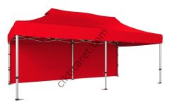 CLK 3x6 Katlanabilir Tente Gazebo Portatif Çadır 30 mm Arkası Kapalı Kırmızı