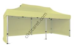 CLK 5x10 52mm Kalın Alüminyum Katlanabilir Tente Gazebo Çadır 3 Kenar Kapalı Krem