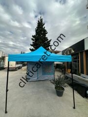 CLK 3x6 Verendalı 40 mm Profil Katlanır Portatif Gazebo Kamp Çadır Açık Gri Kırmızı