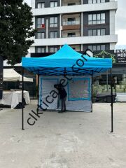 CLK 3x6 Verendalı 40 mm Profil Katlanır Portatif Gazebo Kamp Çadır Açık Gri Kırmızı