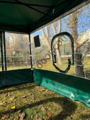 CLK 3x3 30 mm Profil Kış Bahçesi Karavan Çadırı Şeffaf Brandalı Gazebo Katlanır Çadır Portatif Tente Açık Mavi (Turkuaz)