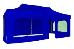 CLK 3x6 Katlanabilir Tente Gazebo Portatif Çadır 30 mm 2 Yan Pencereli 1 Yan Aksesuarsız 1 Yan Kapı ve Pencereli Saks Mavi