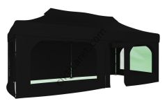 CLK 3x6 Katlanabilir Tente Gazebo Portatif Çadır 30 mm 2 Yan Pencereli 1 Yan Aksesuarsız 1 Yan Kapı ve Pencereli Siyah