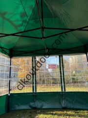 CLK 3x3 40 mm Profil Kış Bahçesi Karavan Çadırı Şeffaf Brandalı Gazebo Katlanır Çadır Portatif Tente Saks Mavi