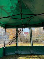 CLK 3x3 40 mm Alüminyum Profil Kış Bahçesi Karavan Çadırı Şeffaf Brandalı Gazebo Katlanır Çadır Portatif Tente Açık Mavi (Turkuaz)