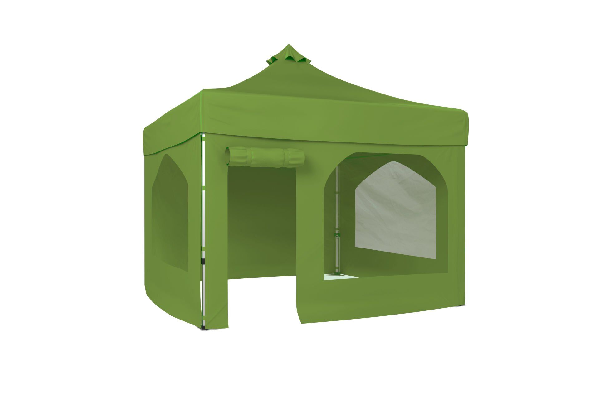 CLK 3x3 40mm Alüminyum Katlanabilir Tente Gazebo Çadır 4 Yan Kapalı 2 Camlı 1 Kapılı Pencereli Tam Duvarlı