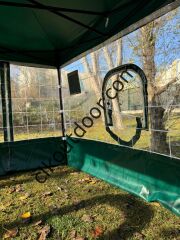 CLK 3x3 40 mm Alüminyum Profil Kış Bahçesi Karavan Çadırı Şeffaf Brandalı Gazebo Katlanır Çadır Portatif Tente Krem