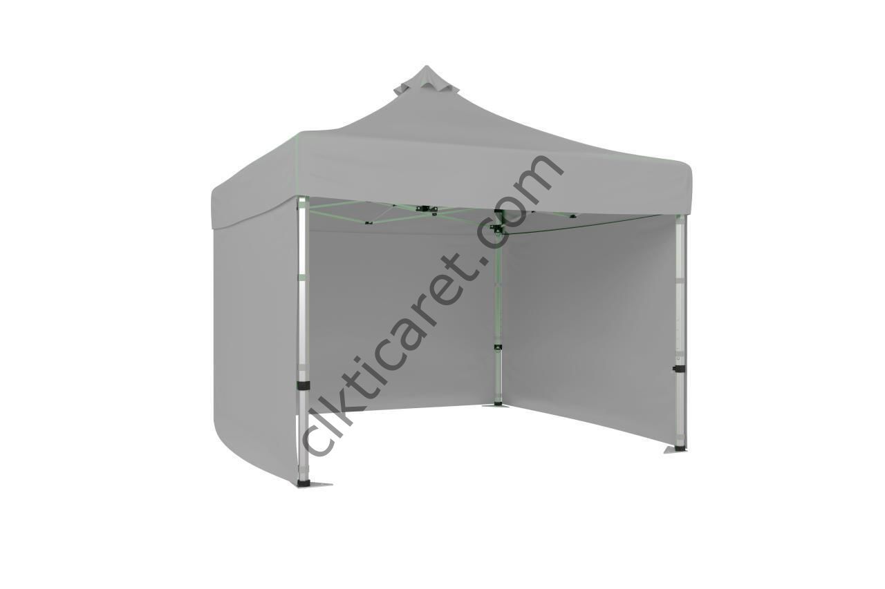 CLK 5x5 52mm Kalın Alüminyum Katlanabilir Tente Gazebo Çadır 3 Kenar Kapalı Açık Gri