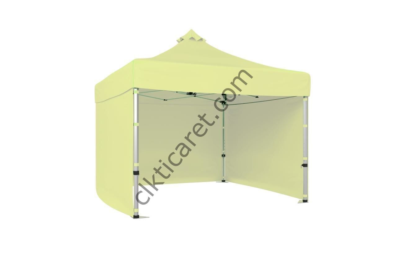 CLK 5x5 52mm Kalın Alüminyum Katlanabilir Tente Gazebo Çadır 3 Kenar Kapalı Krem
