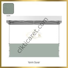CLK 3x6 40mm Alüminyum Katlanabilir Tente Gazebo Çadır 1 Tam Duvar 3 Yarım Duvar