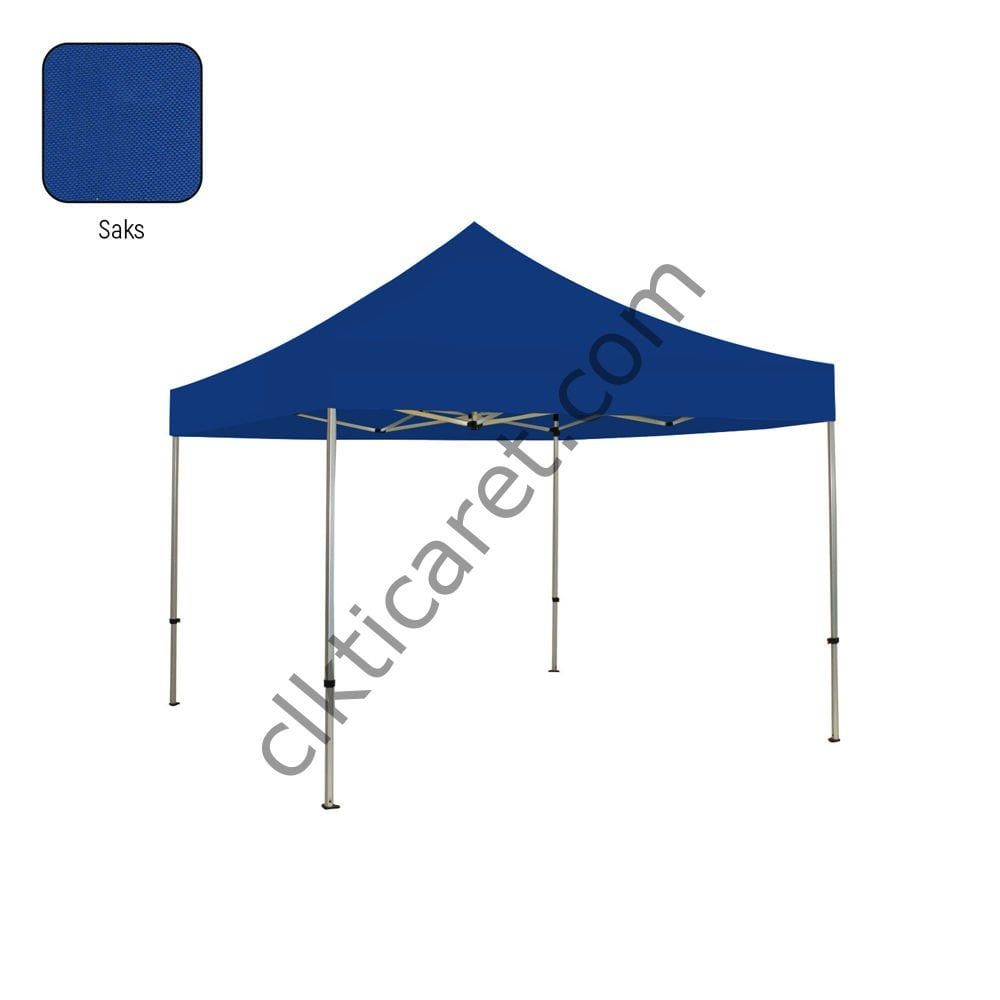 CLK 3x3 Katlanabilir Tente Gazebo Portatif Çadır 30mm Gazebo Çadır Saks Mavi