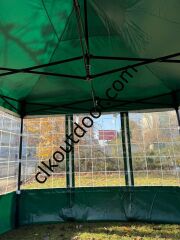 CLK 3x3 40mm Kısa Bagaj Boy 115 cm İskelet Profil Kış Bahçesi Karavan Çadırı Şeffaf Brandalı Gazebo Katlanır Çadır Portatif Tente Açık Mavi (Turkuaz)