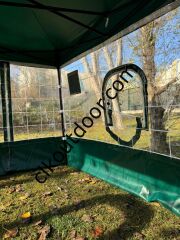 CLK 3x3 40mm Kısa Bagaj Boy 115 cm İskelet Profil Kış Bahçesi Karavan Çadırı Şeffaf Brandalı Gazebo Katlanır Çadır Portatif Tente Açık Mavi (Turkuaz)