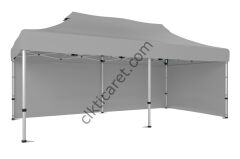 CLK 3x6 40mm Alüminyum Katlanabilir Tente Gazebo Çadır 2 Yan Kapalı Açık Gri