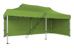CLK 3x6 40mm Alüminyum Katlanabilir Tente Gazebo Çadır 2 Yan Kapalı Haki Askeri Yeşil