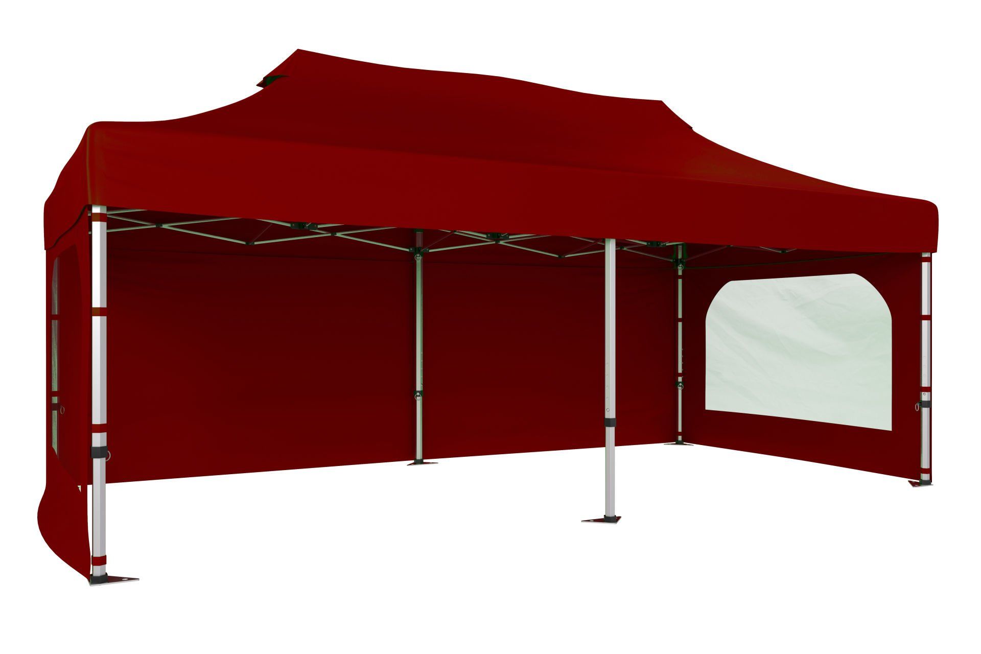 CLK 5x10 52mm Kalın Alüminyum Katlanabilir Tente Gazebo Çadır 3 Yan Duvarlı 2 Pencereli