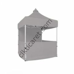 CLK 2x2 Katlanabilir Tente Gazebo Portatif Çadır 1 Tam Duvar 3 Yarım Duvar Açık Gri