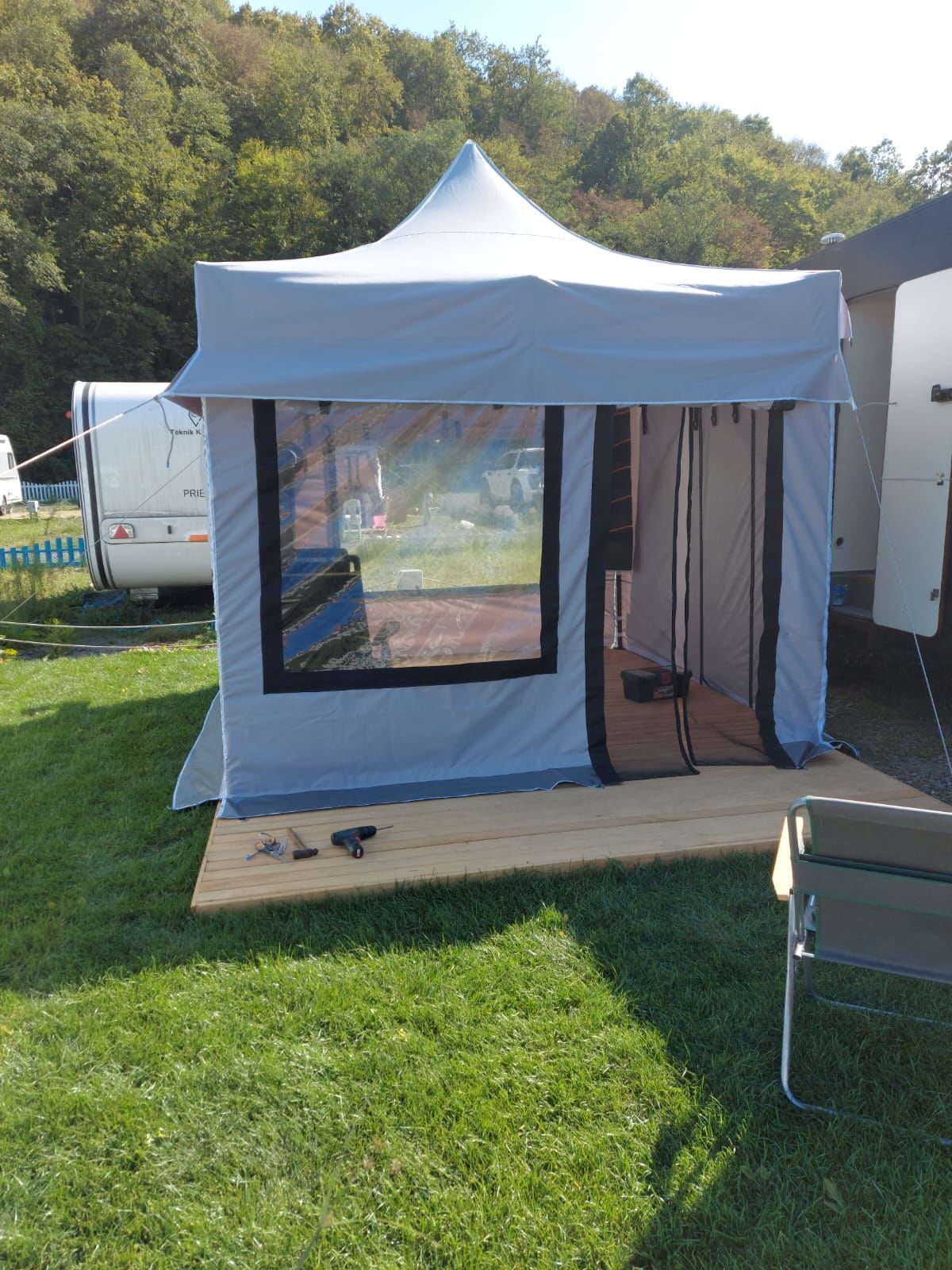 CLK 3x3 mt Gazebo Portatif Karavan Çadırı Kış Bahçesi Eko 30 mm Çelik Profil