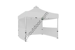 CLK 3x3 Metre Kısa Bagaj Boy 115 cm Katlanabilir Gazebo Çadır 1 Tam 2 Yarım Perdeli Beyaz
