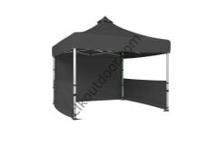 CLK 3x3 Metre Kısa Bagaj Boy 115 cm Katlanabilir Gazebo Çadır 1 Tam 2 Yarım Perdeli Gri