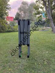 CLK 3x3 Metre Kısa Bagaj Boy 115 cm Katlanabilir Gazebo Çadır 1 Tam 2 Yarım Perdeli Açık Gri