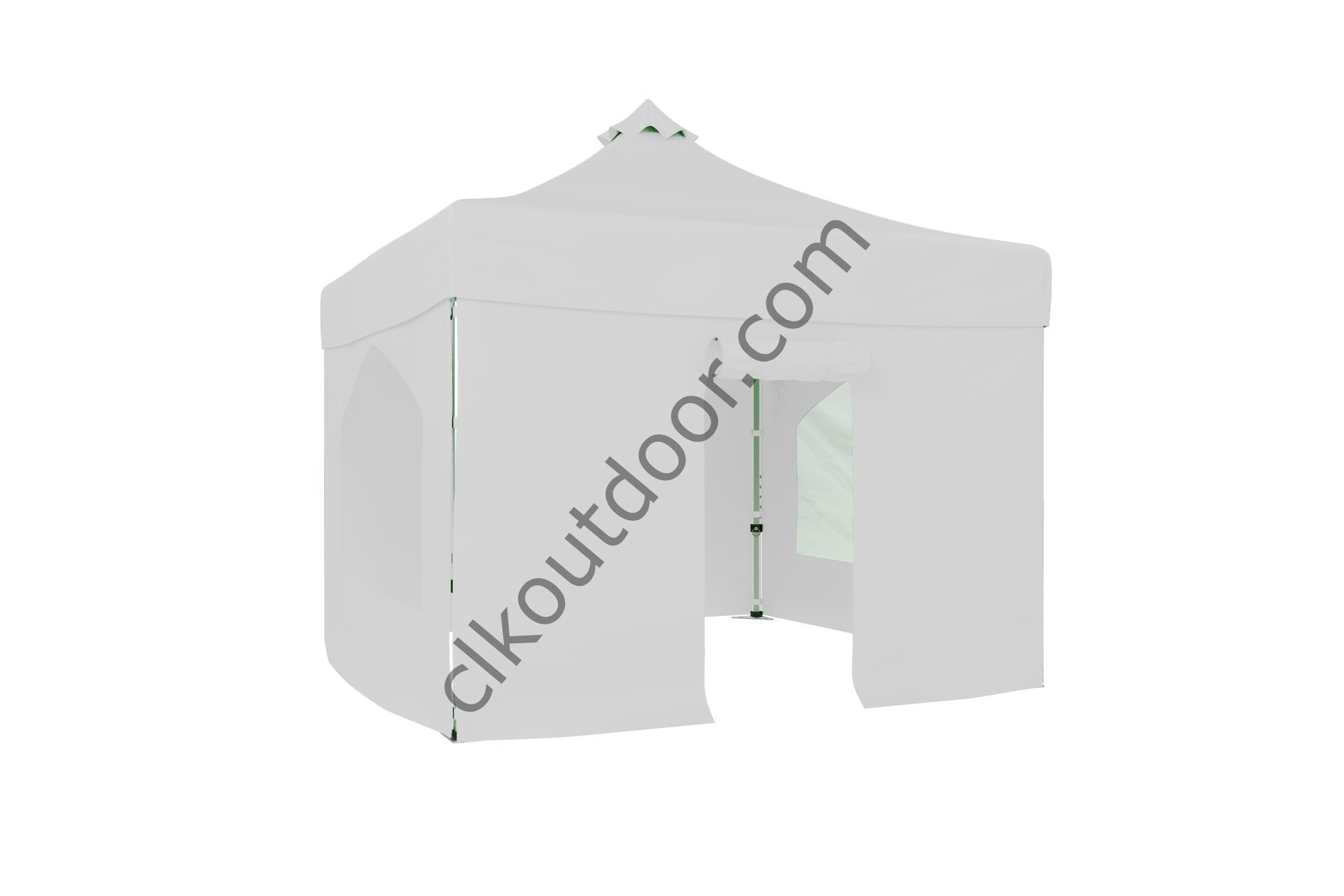 CLK 3x3 Metre Kısa Bagaj Boy 115 cm Katlanabilir Gazebo Çadır 4 Yan Kapalı 2 Pencere Kapılı Beyaz