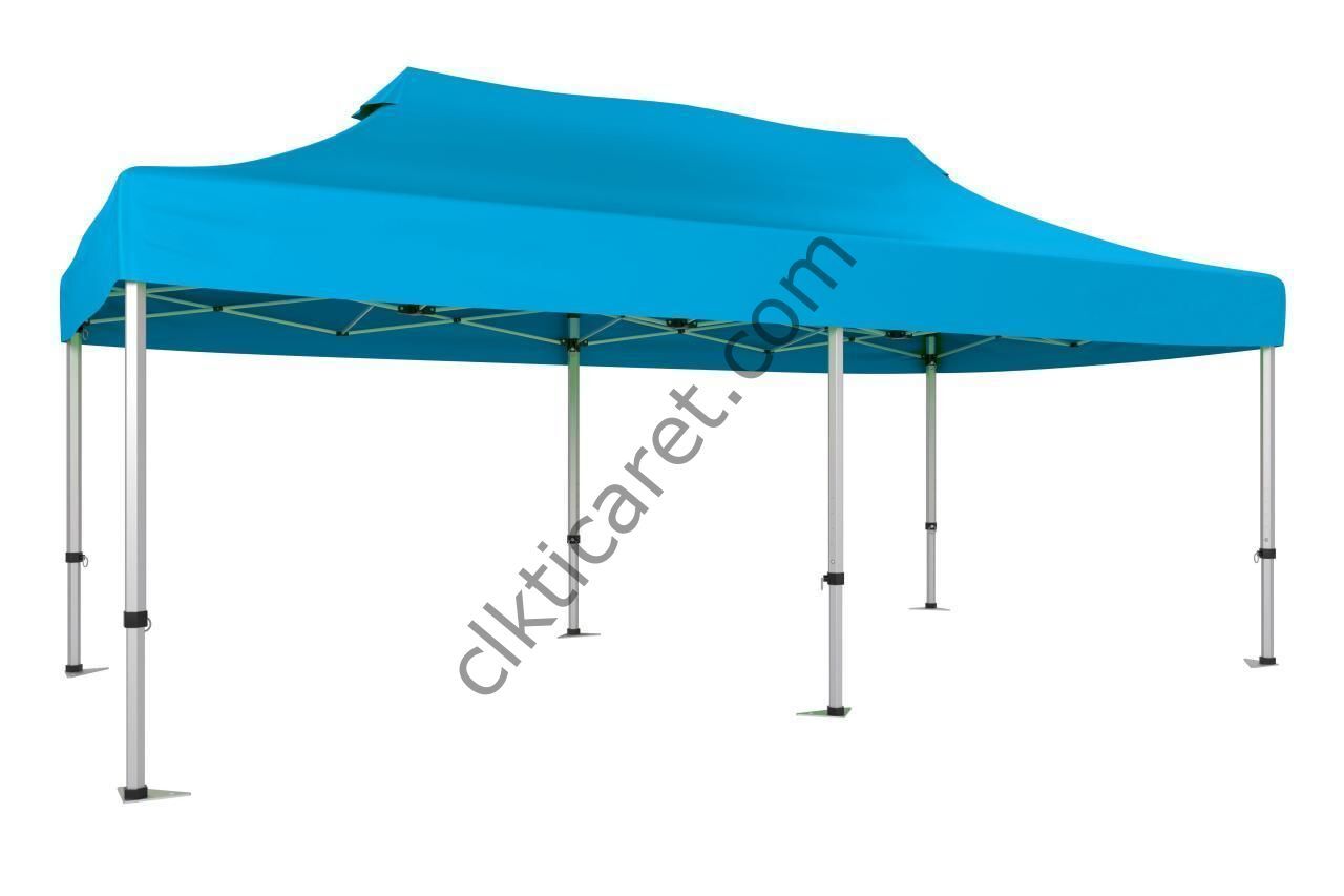 CLK 5x10 52mm Kalın Alüminyum Katlanabilir Tente Gazebo Çadır Gazebo Çadır Açık Mavi (Turkuaz)