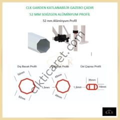 CLK 5x10 52mm Kalın Alüminyum Katlanabilir Tente Gazebo Çadır Gazebo Çadır Mor
