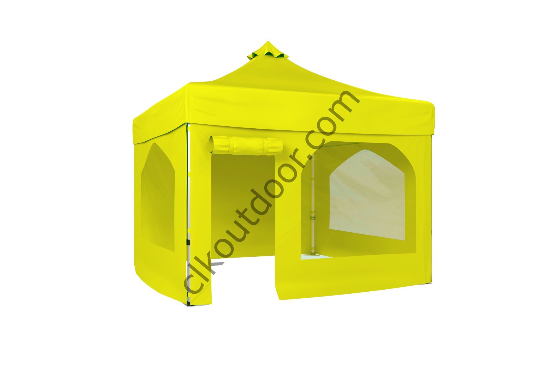 CLK 3x3 Metre Kısa Bagaj Boy 115 cm Katlanabilir Gazebo Çadır 4 Yan Kapalı 3 Pencere 1 Kapı Sarı
