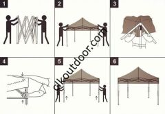 CLK 3x3 Metre Kısa Bagaj Boy 115 cm Katlanabilir Gazebo Çadır 4 Yan Kapalı 3 Pencere 1 Kapı Sarı