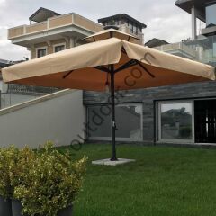 CLK 3,5x3,5 Metre Saçaklı Eko Model Krank Sistem Teleskopik Şemsiye Q80 Profil Polyester (Yerli) - Flanş - Beyaz