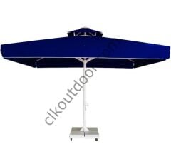 CLK 3,5x3,5 Metre Saçaklı Eko Model Krank Sistem Teleskopik Şemsiye Q80 Profil Polyester (Yerli) - Flanş - Beyaz