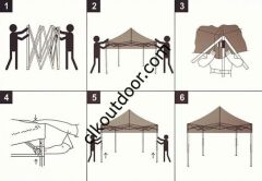 CLK 3x3 Metre Kısa Bagaj Boy 115 cm Katlanabilir Gazebo Çadır 4 Yan Kapalı 1 Pencere 1 Kapı Siyah