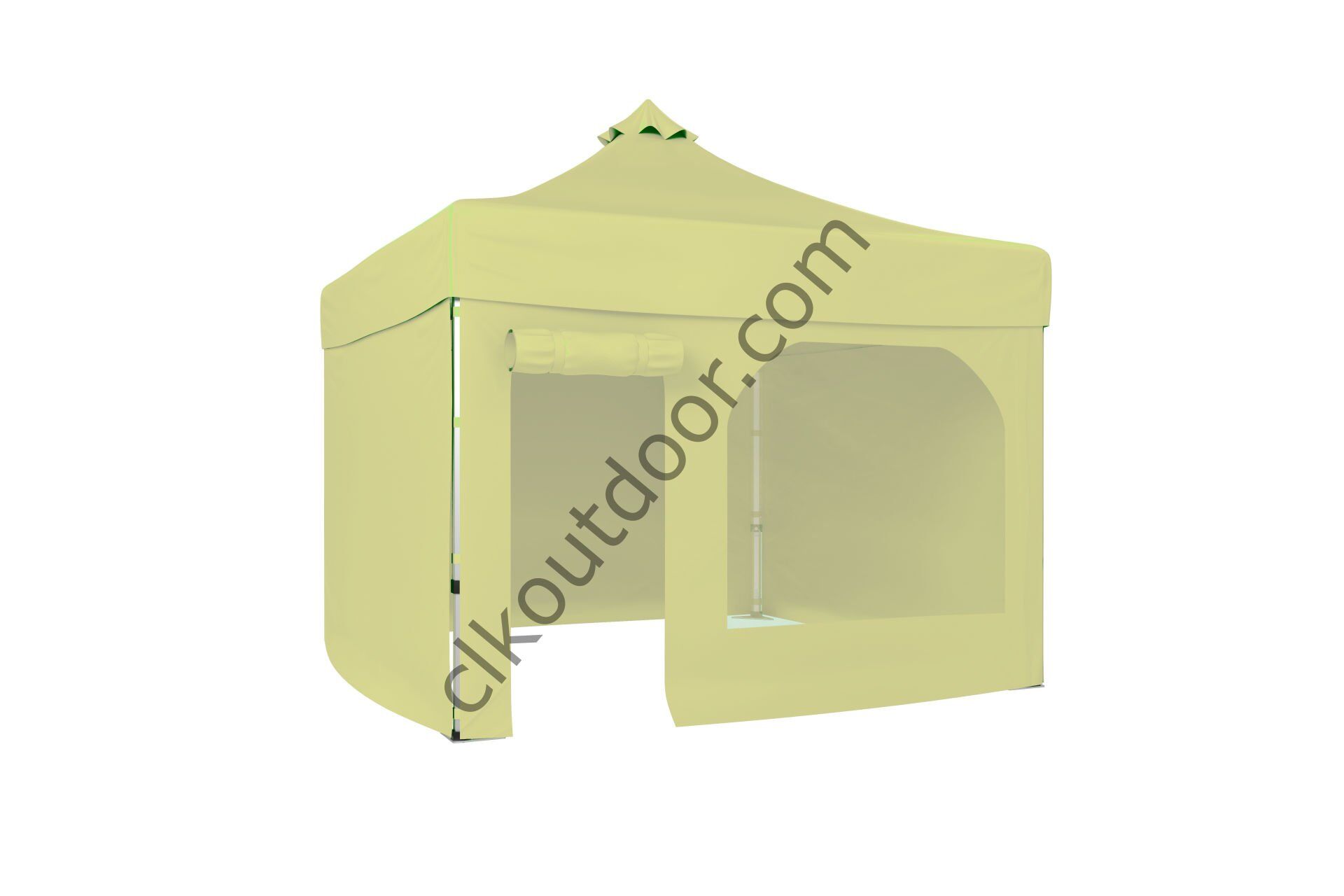 CLK 3x3 Metre Kısa Bagaj Boy 115 cm Katlanabilir Gazebo Çadır 4 Yan Kapalı 1 Pencere 1 Kapı Krem